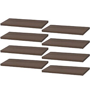 Kit 8 Prateleiras 50 x 20cm Nogal Suporte Invisível