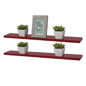 Kit 2 Prateleiras 50 x 20cm Vermelha Suporte Invisível