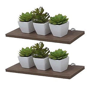 Kit 2 Prateleiras 40 x 15cm Nogal Com Suporte Tucano