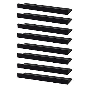 Kit 8 Prateleiras Porta Quadros 40 x 15cm Preta Suporte Invisível