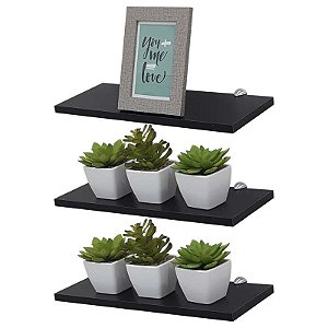 Kit 3 Prateleiras 40 x 15cm Preta Com Suporte Tucano