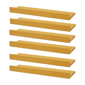 Kit 6 Prateleiras Porta Quadros 50 x 10cm Amarela Suporte Invisível