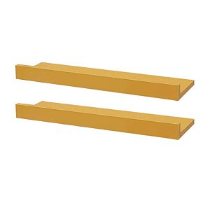 Kit 2 Prateleiras Porta Quadros 80 x 10cm Amarela Suporte Invisível