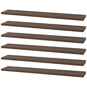 Kit 6 Prateleiras 60 x 20cm Nogal Suporte Invisível
