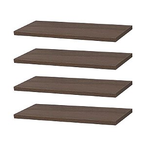 Kit 4 Prateleiras 30 x 10cm Nogal Suporte Invisível
