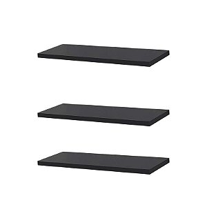 Kit 3 Prateleiras 30 x 10cm Preta Suporte Invisível