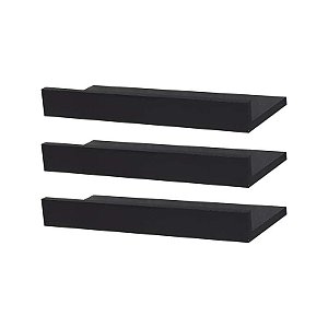Kit 3 Prateleiras Porta Quadros 30 x 10cm Preta Suporte Invisível