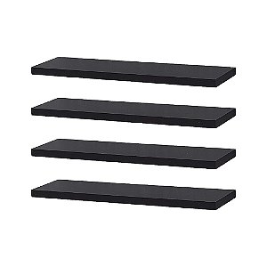 Kit 4 Prateleiras 30 x 10cm Preta Suporte Invisível
