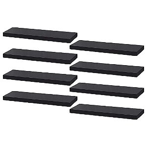Kit 8 Prateleiras 30 x 10cm Preta Suporte Invisível
