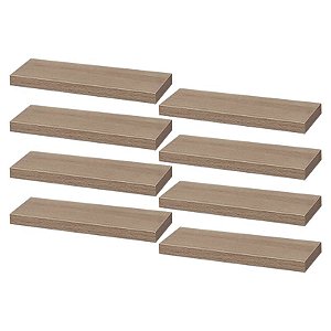 Kit 8 Prateleiras 30 x 15cm Carvalho Suporte Invisível