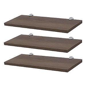 Kit 3 Prateleiras 30 x 15cm Nogal Com Suporte Tucano