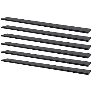 Kit 6 Prateleiras 100 x 10cm Preta Suporte Invisível