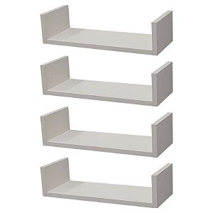 Kit 4 Prateleiras U 50 x 10cm Branca Suporte Invisível