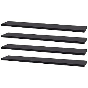 Kit 4 Prateleiras 50 x 10cm Preta Suporte Invisível