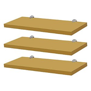 Kit 3 Prateleiras 50 x 15cm Amarela Com Suporte Tucano