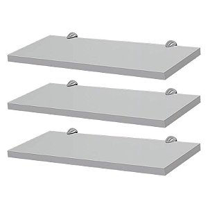 Kit 3 Prateleiras 50 x 15cm Branca Com Suporte Tucano