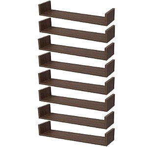 Kit 8 Prateleiras U 50 x 15cm Nogal Suporte Invisível