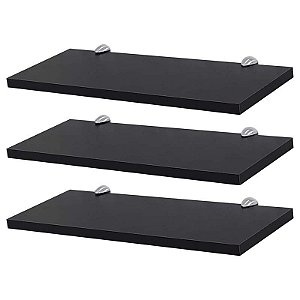 Kit 3 Prateleiras 50 x 15cm Preta Com Suporte Tucano