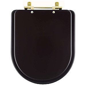 Assento Sanitário Link Marrom Fosco para vaso Deca Com Ferragem Dourada