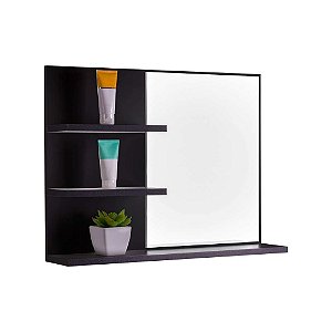 Armário Para Banheiro Lugano Preto 60 x 45cm