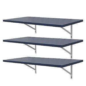 Kit 3 Prateleiras 90 x 25cm azul Com Mão Francesa