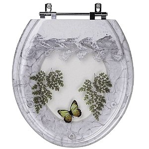 Tampa para Vaso Deca Convencional Branco com Borboleta Amarela