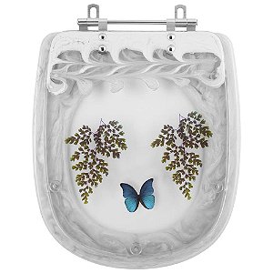 Tampa para Vaso Icasa Sabatini Branco com Borboleta Azul
