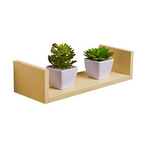 Prateleira U 30 x 10cm Bege Claro Suporte Invisível