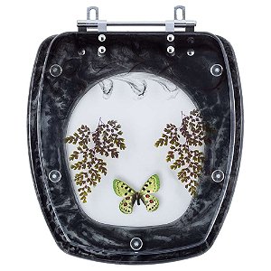 Tampa para Vaso Incepa Thema Preto com Borboleta Verde