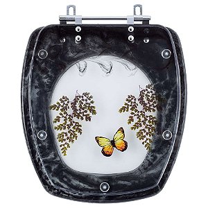 Tampa para Vaso Incepa Thema Preto com Borboleta Amarela