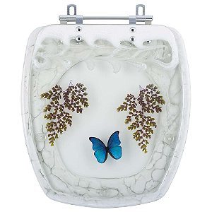 Tampa para Vaso Incepa Thema Branco com Borboleta Azul