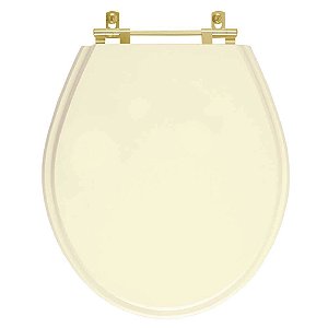 Tampa de Vaso Ravena Creme para bacia Deca Com Ferragem Dourada