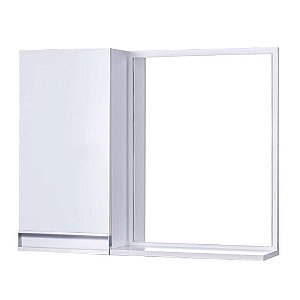 Armário para Banheiro com Espelho Branco com Puxador Metal