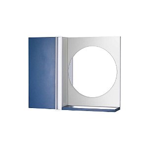 Armário para Banheiro com Espelho Redondo Azul Barra Vertical