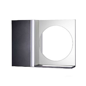 Armário para Banheiro com Espelho Redondo Preto e Branco Barra Vertical