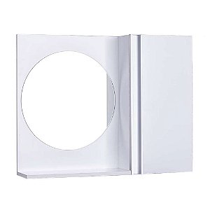 Espelho Redondo para Banheiro com Armário Branco com Barra Vertical