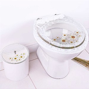 Tampa De Vaso Decorada Com Margarida E Lixeira Decorada - Lançamento