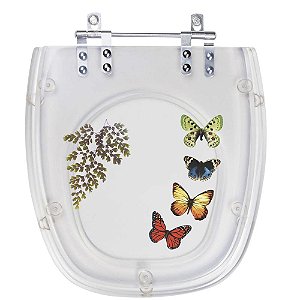 Tampa De Vaso Decorada Thema Transparente Borboletas 6lpf