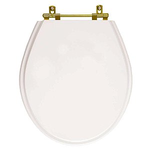 Tampa De Vaso Branca Ravena Para Bacia Deca Ferragem Dourada