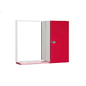 Espelho Para Banheiro Com Armário Cor Vermelho E Branco