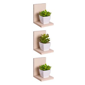 Kit 3 Prateleiras Buzios 15 X 12cm Bege Claro