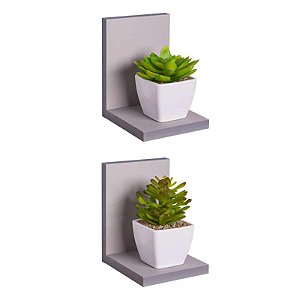Kit 2 Prateleiras Buzios 15 X 12cm Cinza Claro