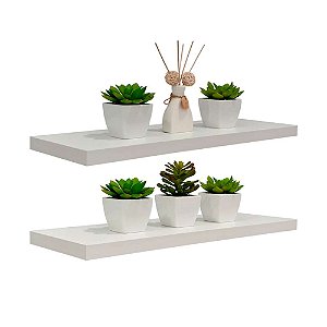 Kit 2 Prateleiras 50 x 20cm Branco Espessura 25mm Suporte Invisível