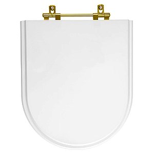 Tampa de Vaso Poliester Duomo Plus Branco para bacia Deca Com Ferragem Dourada