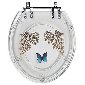Tampa de Vaso Acrílico Transparente com Borboleta Azul