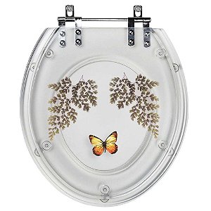 Tampa de Vaso Acrílico Transparente com Borboleta Amarela