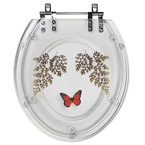 Tampa de Vaso Acrílico Transparente com Borboleta Vermelha