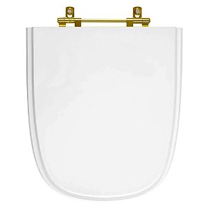 Tampa de Vaso Poliester Ibiza Branco para bacia Incepa Com Ferragem Dourada