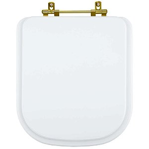 Tampa de Vaso Elite Branco para bacia Celite Com Ferragem Dourada