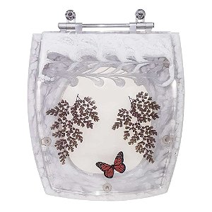 Tampa de Vaso Decorada Anturius Branco para Bacia Luzarte 6lpf